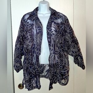 NWT Bon Worth Sheer Top, Open Front, Sz XL